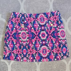 Pink and Blue Patterned Skort Resort Wear Size L pappagallo